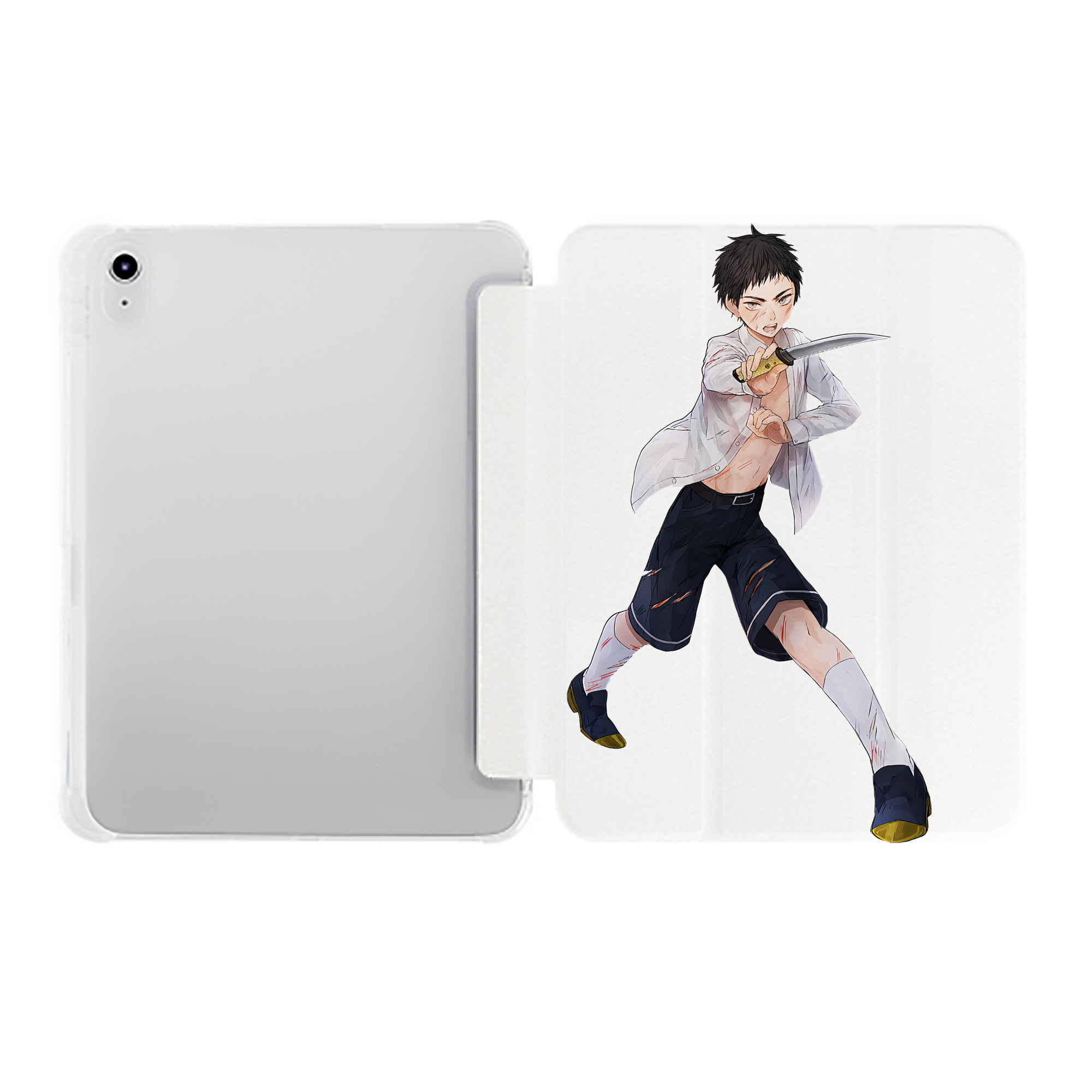 （画像用） 刀剣乱舞 Touken Ranbu IPad ケース ペン収納付き 三つ折りスタンド PUレザー×シリコン 対応機種9.5/10.5/10.9インチ